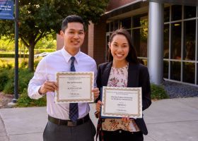 Two PharmD students at Pharmacy Scholarship Ceremony