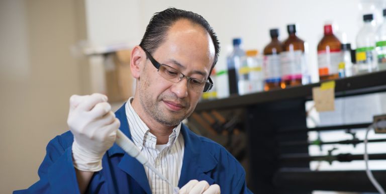 William Chan conducts research in lab