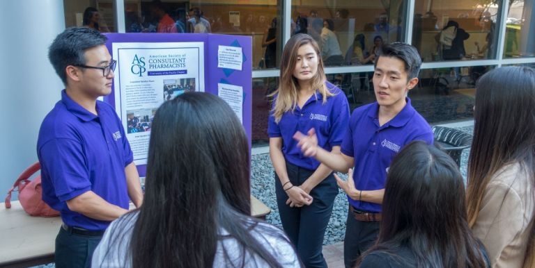 PharmD student group presenting at orientation