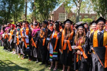 SOECS students lined up for commencement