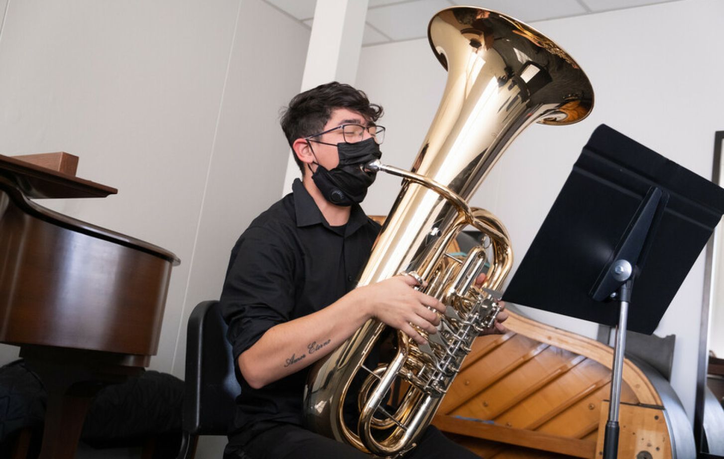 Tuba player Dominec Jimenez