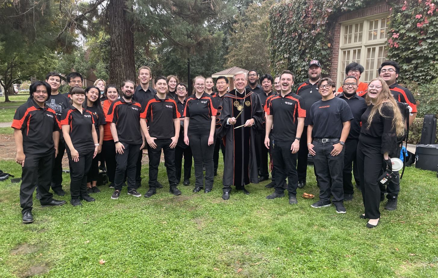 Pacific Pep Band with President Callahan in October 2021