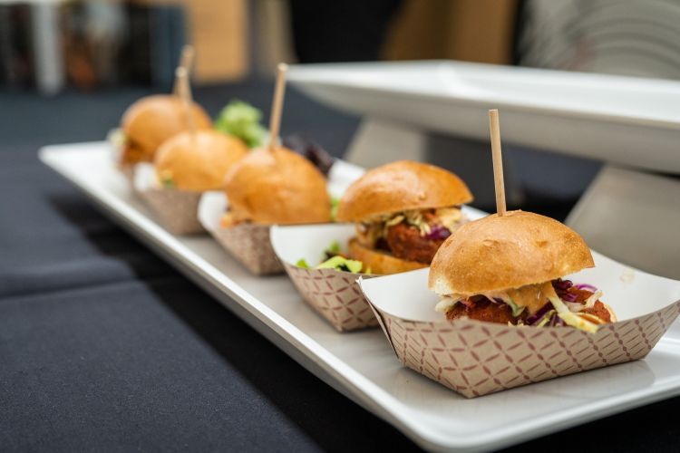 plant-based "chicken" sliders