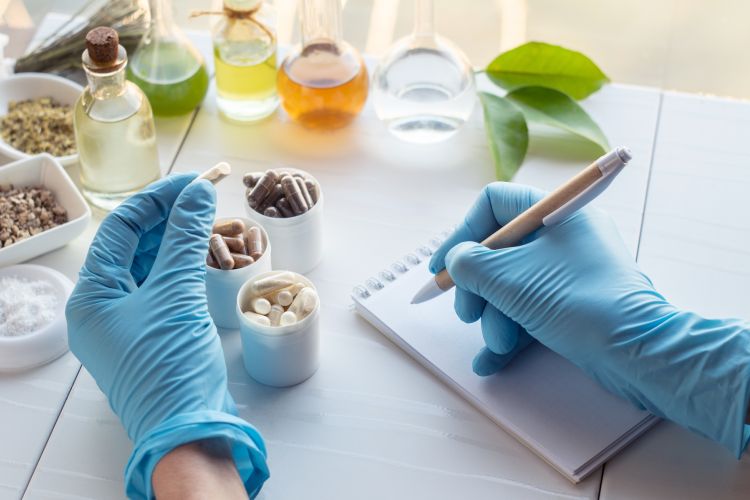 Researcher working with natural ingredients