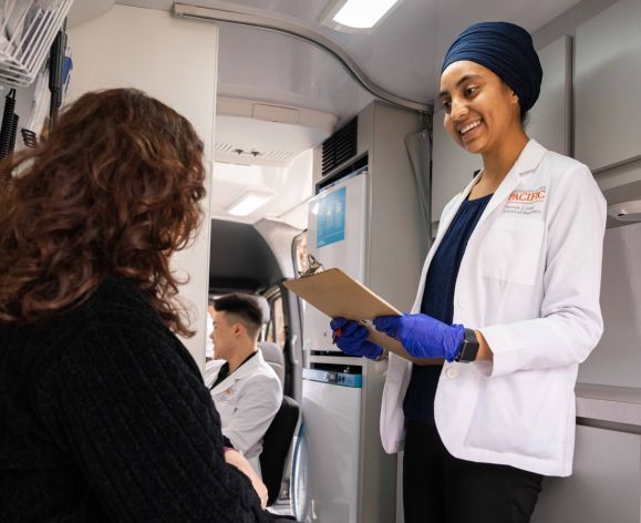 PharmD student in mobile clinic van