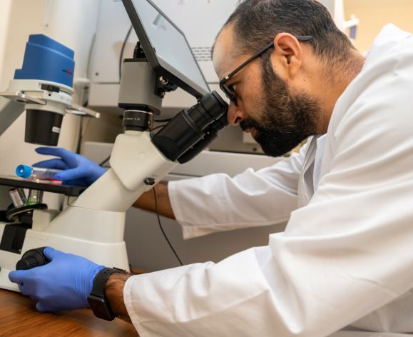Scientist working in a lab at University of the Pacific